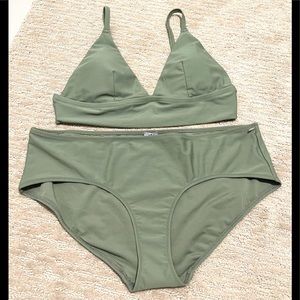 NWT AERIE LONGLINE TRIANGLE HIPSTER BIKINI SET